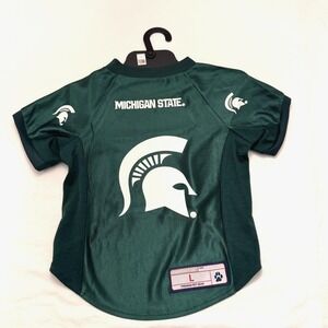 NEW Little Earth Premium Pet Gear MICHIGAN STATE Spartan Green Dog Jersey L NCAA